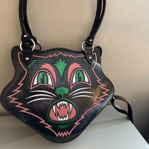 Sourpuss Scaredy Cat Black and Pink Purse